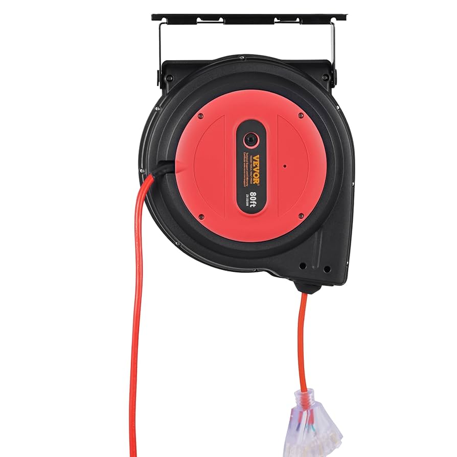 Amazon.com: VEVOR 80FT Retractable Extension Cord Reel